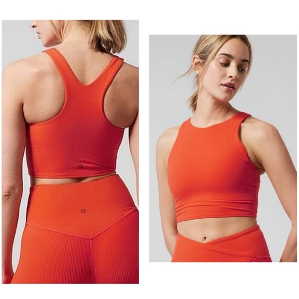 Athleta conscious crop sports bra / tank. Orange. Medium.